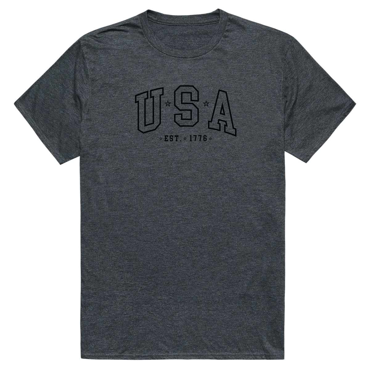AM3-221-HCH-02 America Basic USA Est. 1776 Short Sleeve T-Shirt, Heather Charcoal - Medium