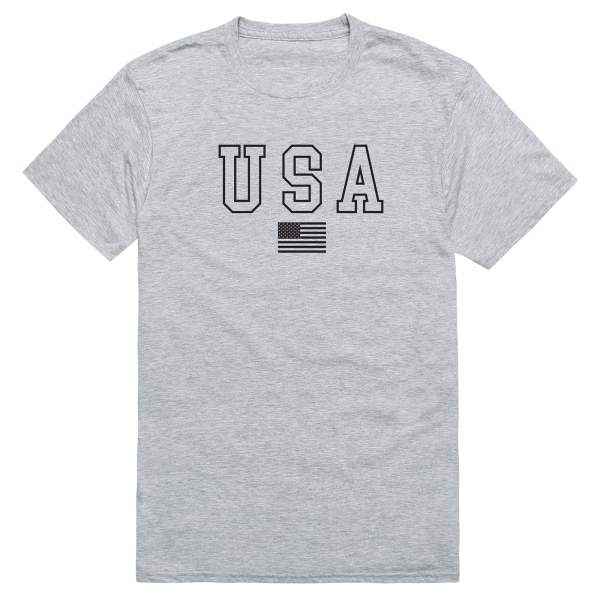 AM3-222-HGY-01 America Basic USA & Flag Short Sleeve T-Shirt, Heather Gray - Small