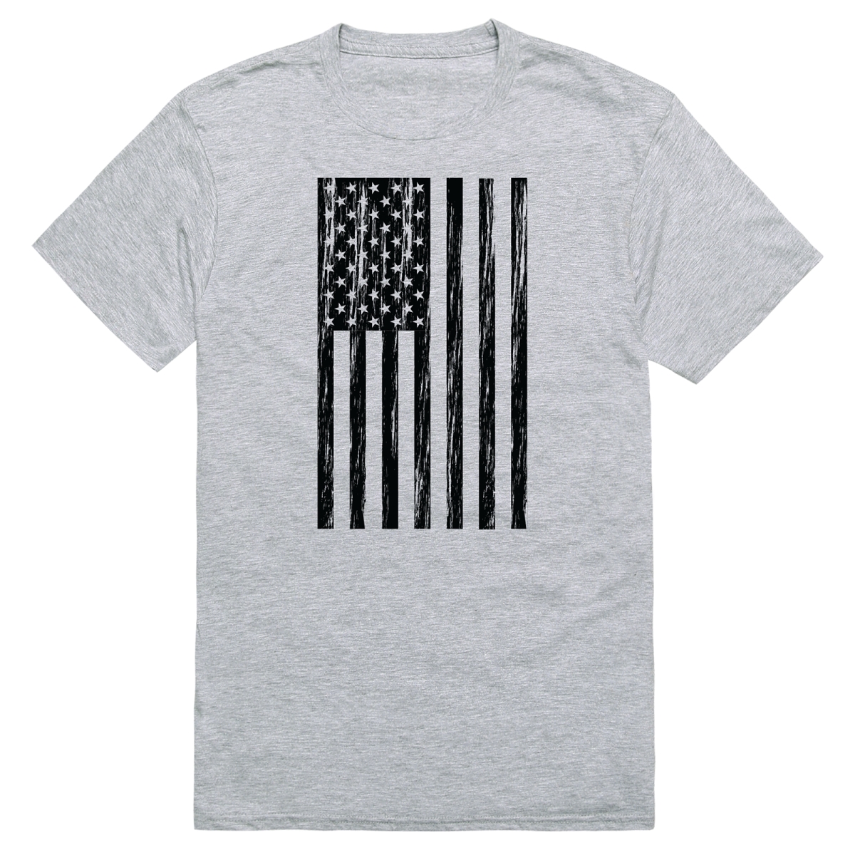 AM3-224-HGY-02 America Basic Flag Vertical Short Sleeve T-Shirt, Heather Gray - Medium