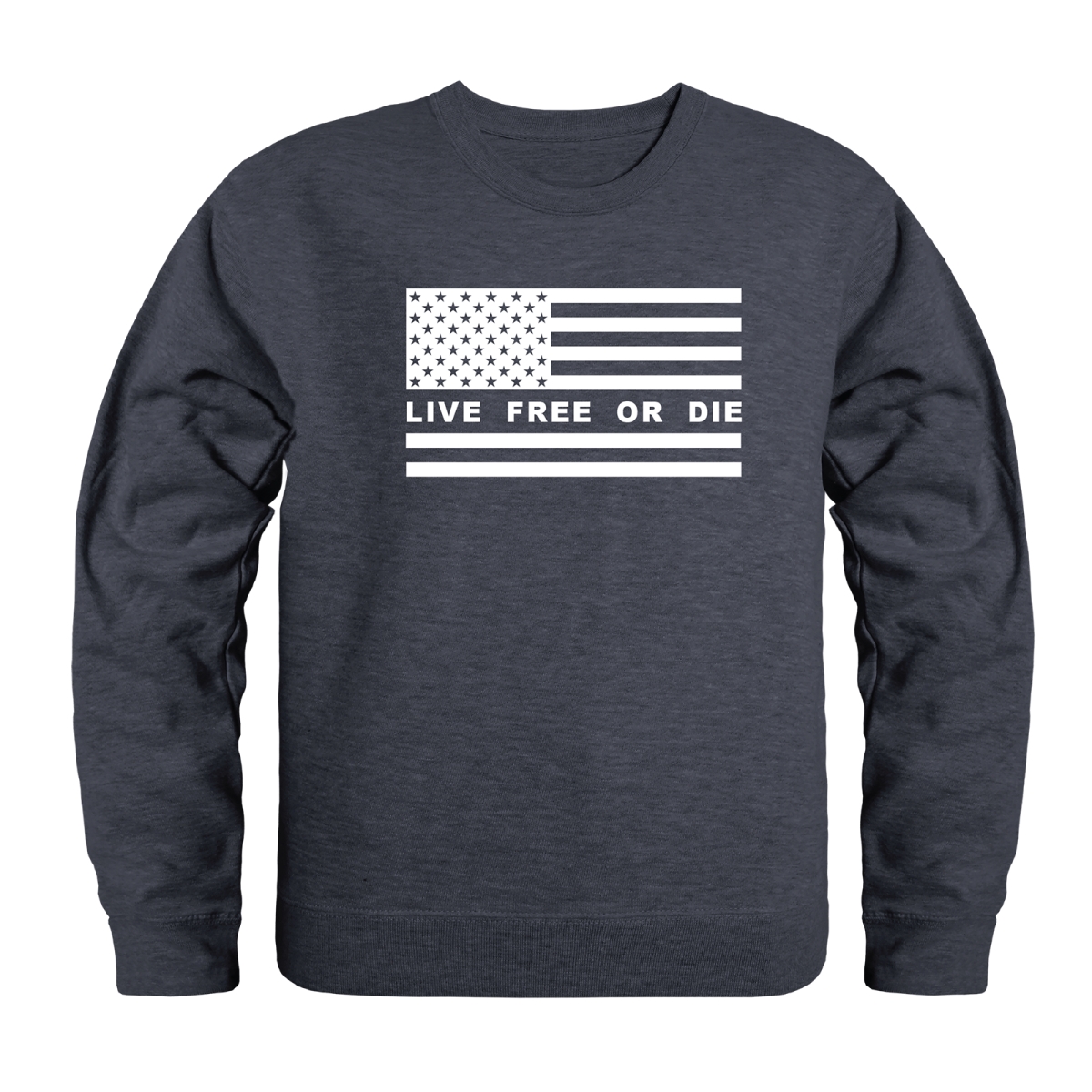AN5-257-HCH-04 America Anniversary Live Free or Die Crewneck Long Sleeve T-Shirt, Heather Charcoal - Extra Large