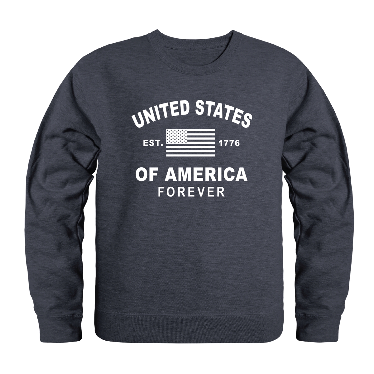 AN5-258-HCH-03 America Forever Anniversary Crewneck Long Sleeve T-Shirt, Heather Charcoal - Large