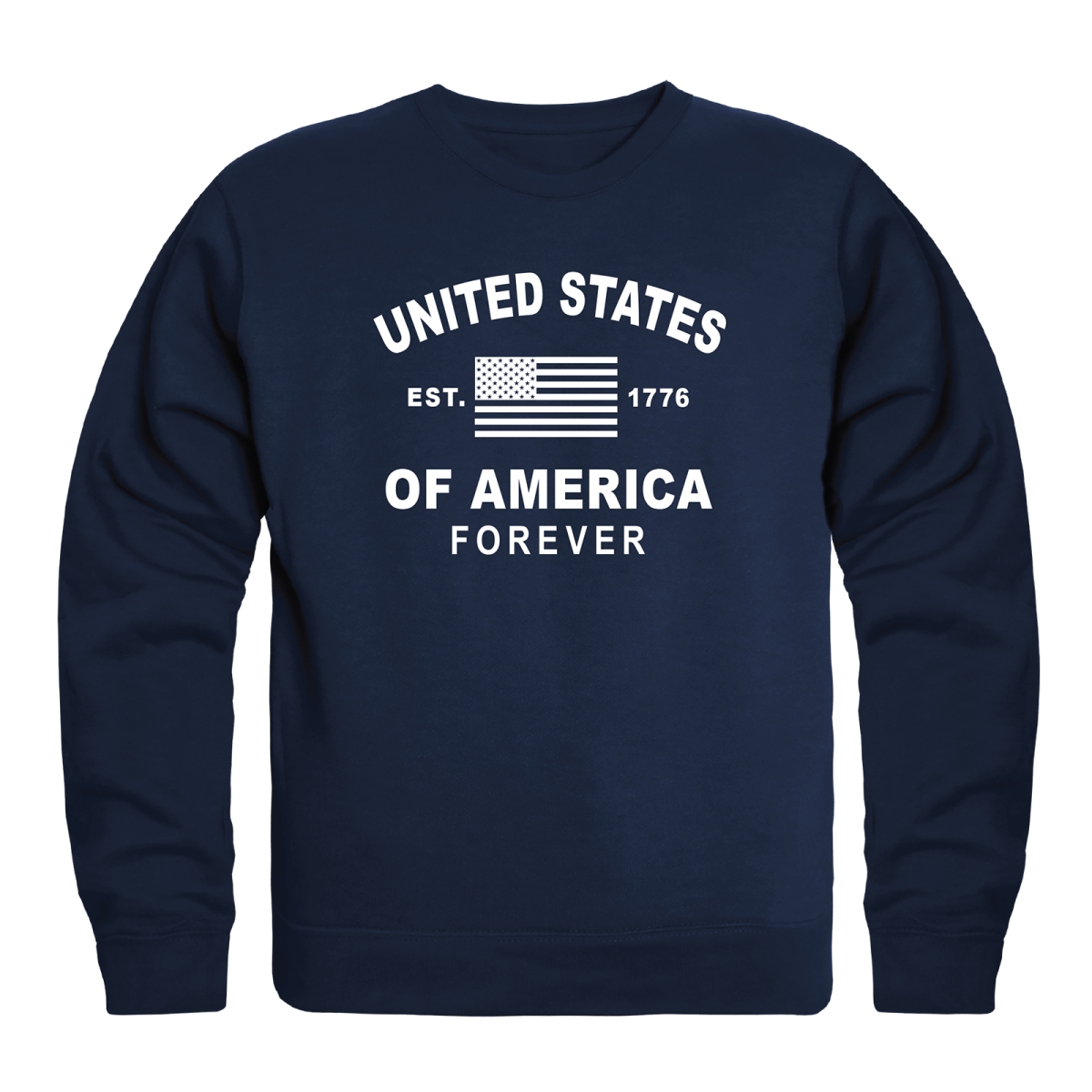 AN5-258-NVY-03 America Forever Anniversary Crewneck Long Sleeve T-Shirt, Navy - Large