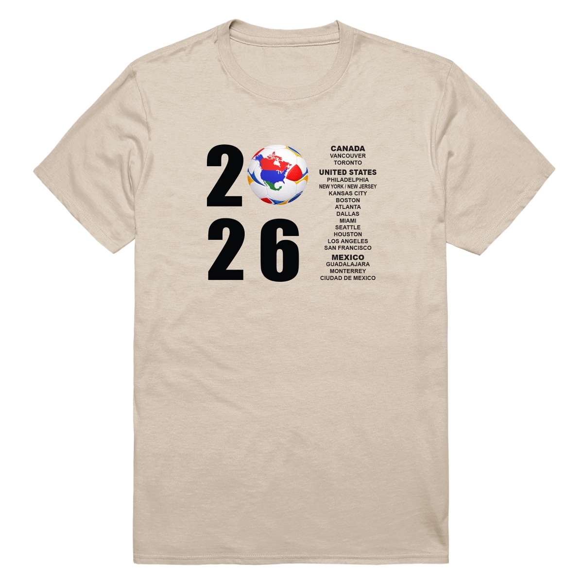 MD1-SB3-SND-02 Soccer 2026 Short Sleeve T-Shirt, Sand - Medium