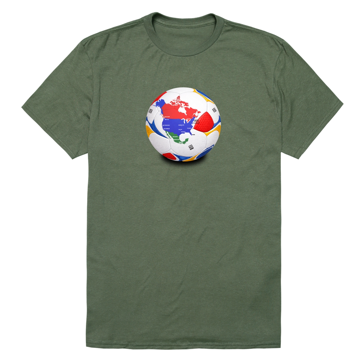 MD1-SB1-OLV-02 Soccer Ball Short Sleeve T-Shirt, Olive - Medium