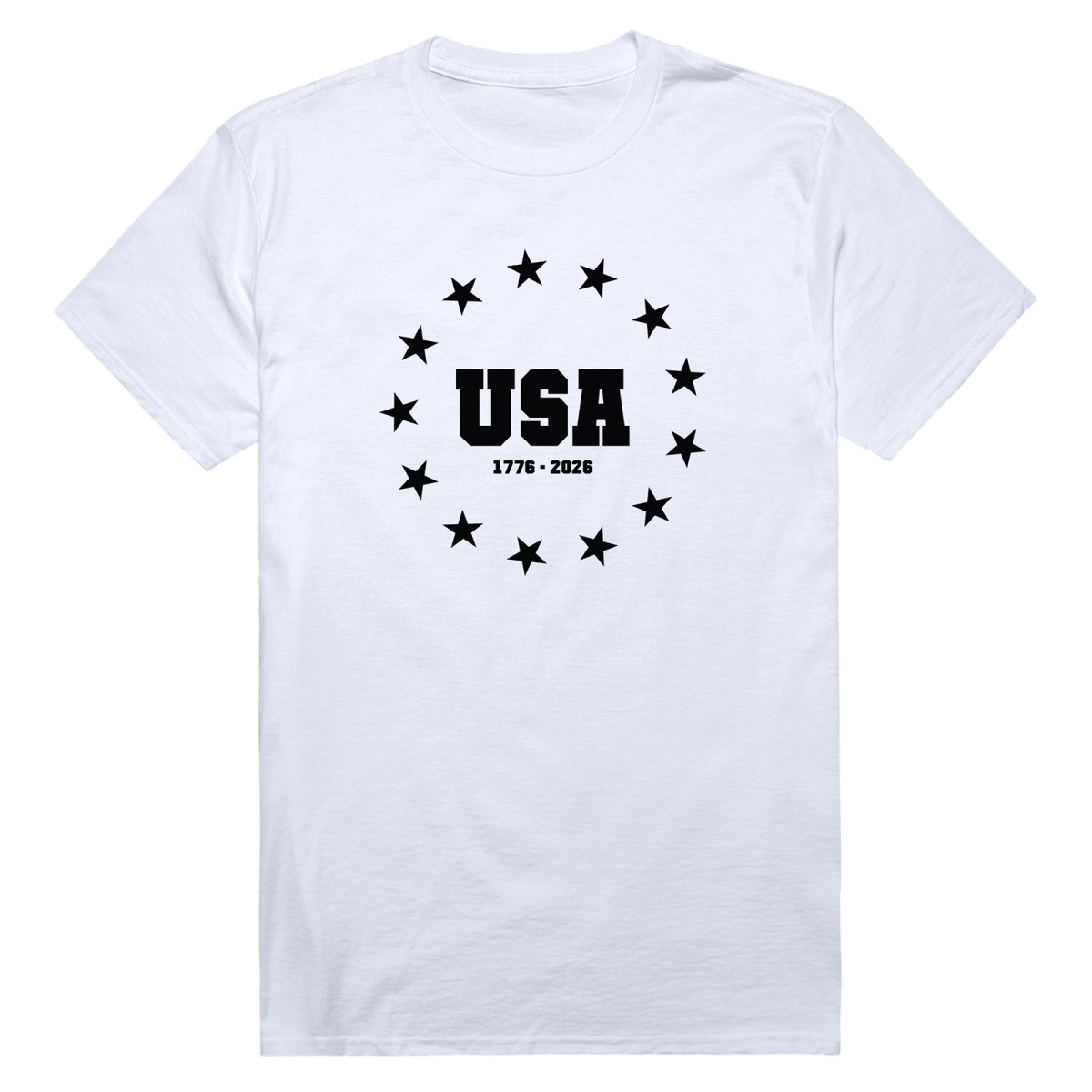 AN3-248-WHT-04 America Anniversary USA Stars Short Sleeve T-Shirt, White - Extra Large