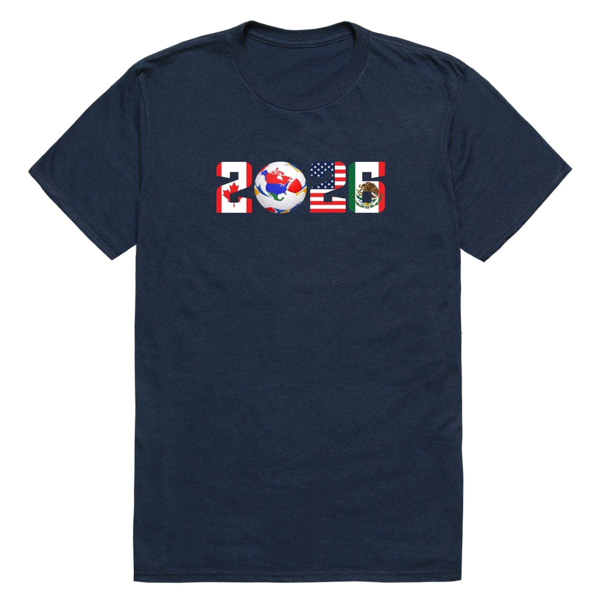 MD1-SB6-NVY-02 Soccer 2026 Flags Short Sleeve T-Shirt, Navy - Medium
