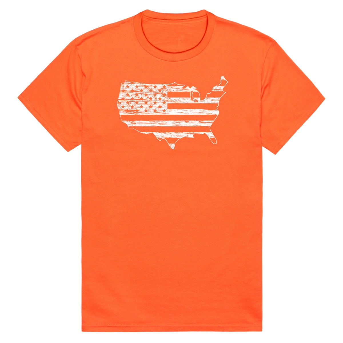 RS6-MAP-ORN-02 Distressed Flag Map Short Sleeve T-Shirt, Orange - Medium