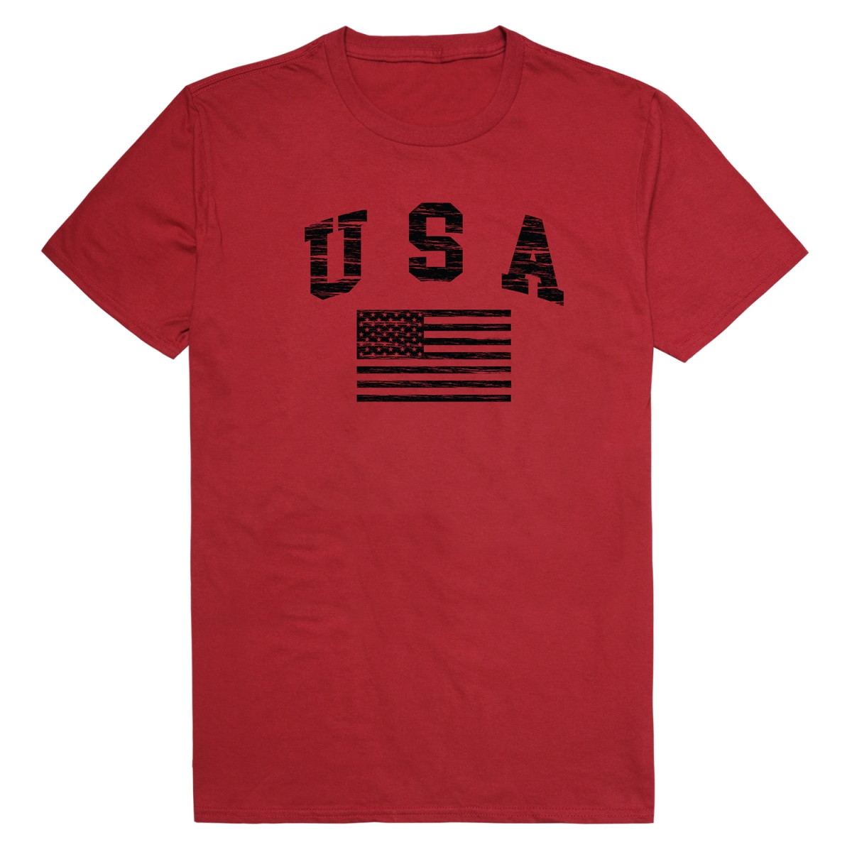 RS6-US2-CAR-02 Distressed USA 2 Flag Short Sleeve T-Shirt, Cardinal - Medium