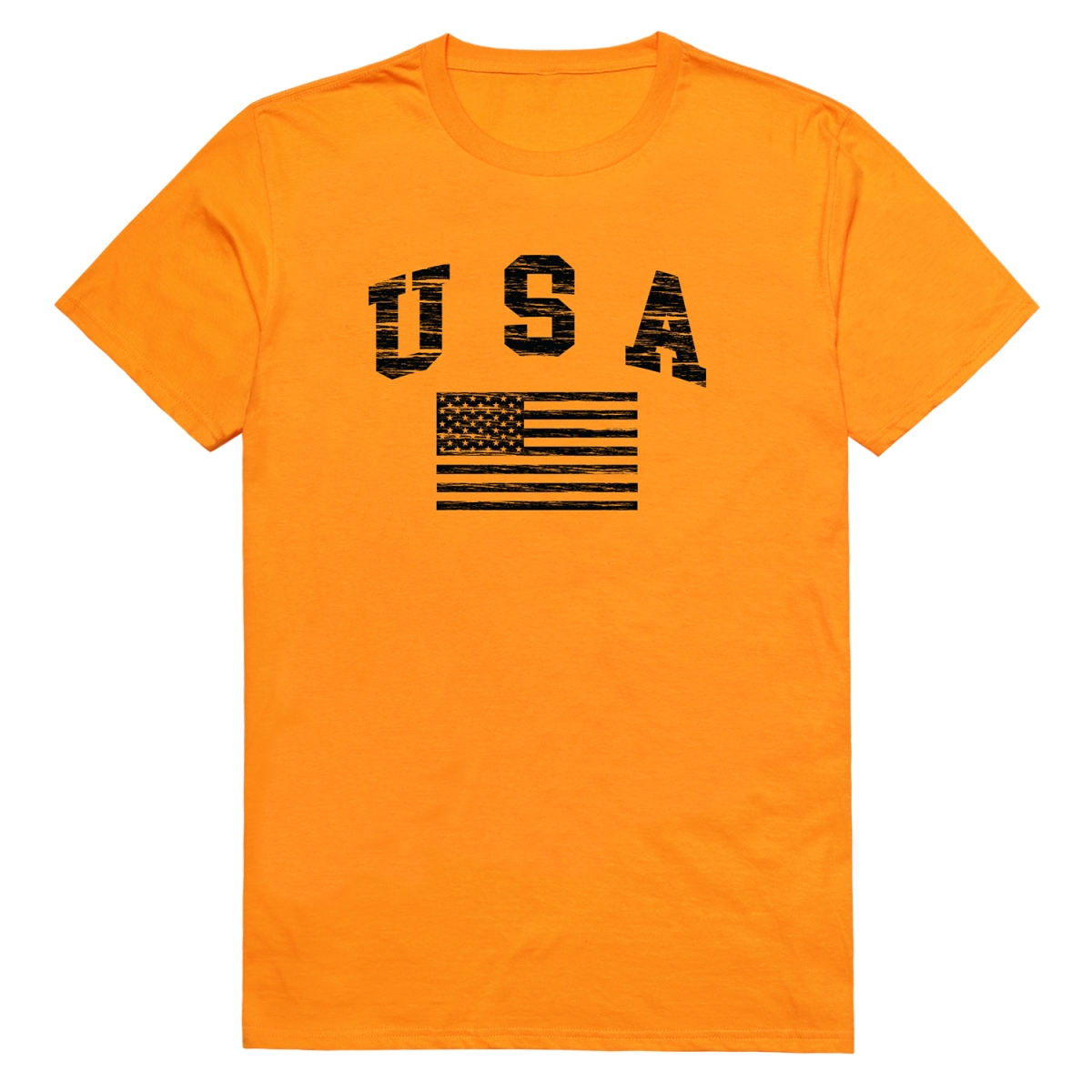 RS6-US2-GLD-02 Distressed USA 2 Flag Short Sleeve T-Shirt, Gold - Medium