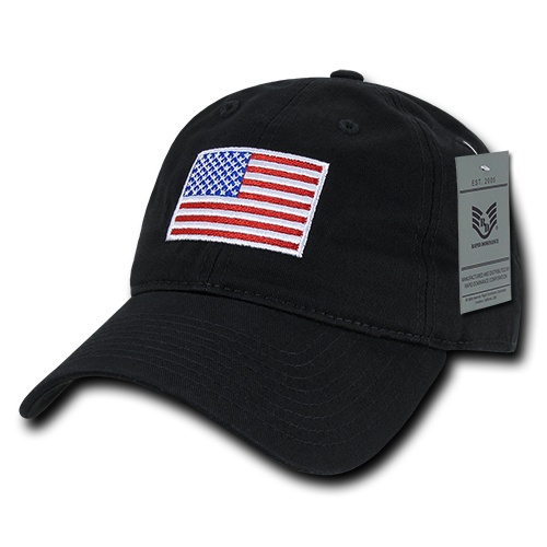 Relaxed Graphic Cap - Original USA Flag, Black
