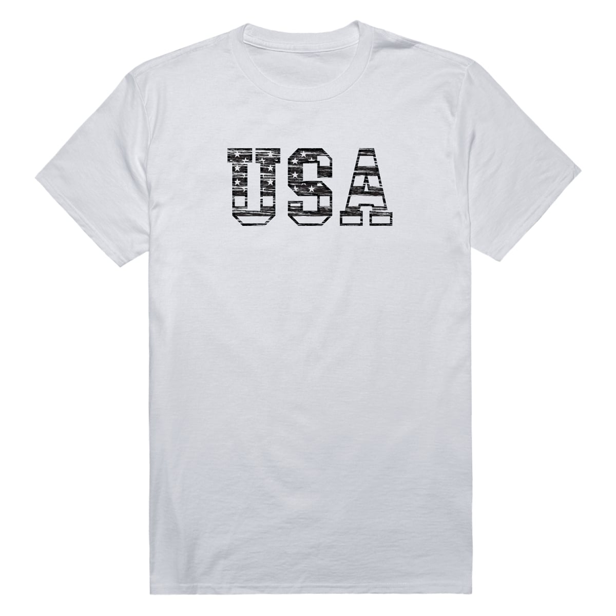 RS8-US3-WHT-01 USA 3 Distressed Short Sleeve T-Shirt, White - Small