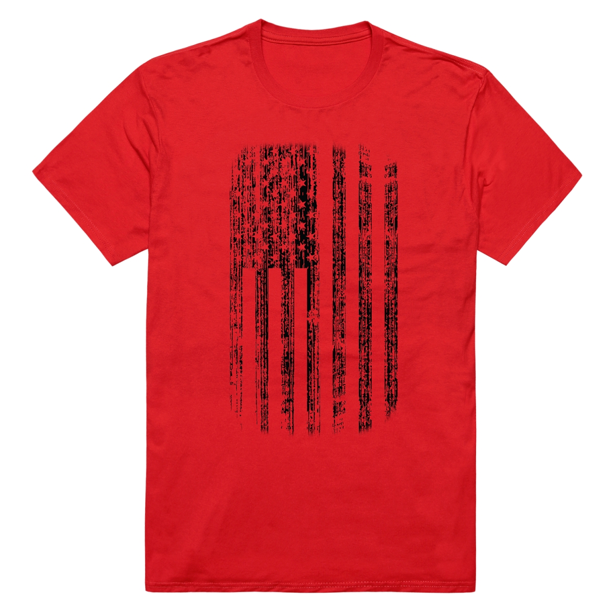 RS8-USA-RE2-02 American Flag Distressed Short Sleeve T-Shirt, Red - Medium