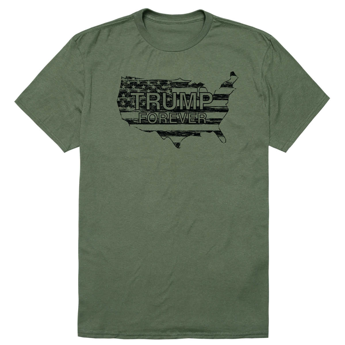 RS9-TR7-OLV-02 Distressed Campaign Trump 7 Short Sleeve T-Shirt, Olive - Medium