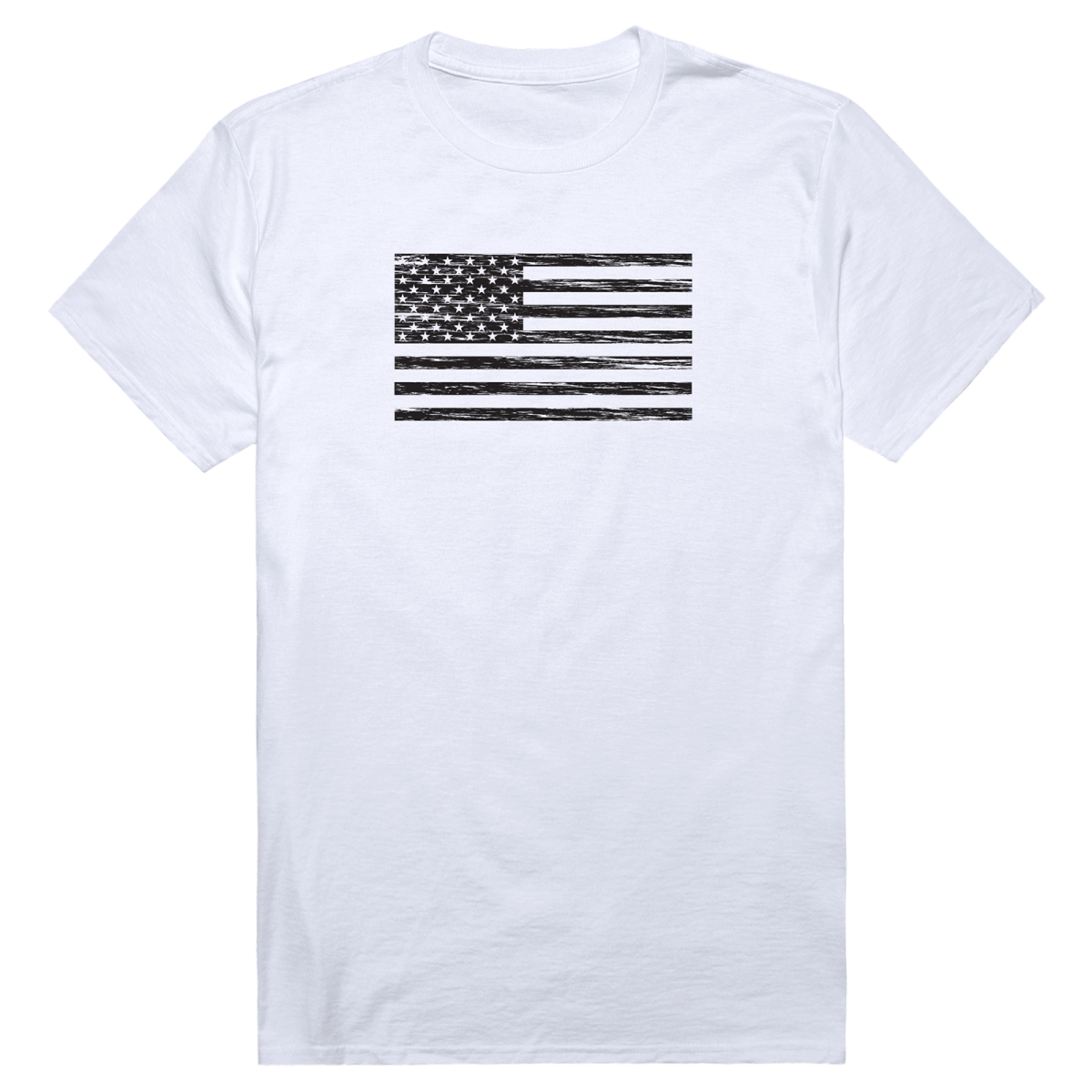 RT2-A05-WHT-01 Essential Graphic US Flag Horizontal Short Sleeve T-Shirt, White - Small