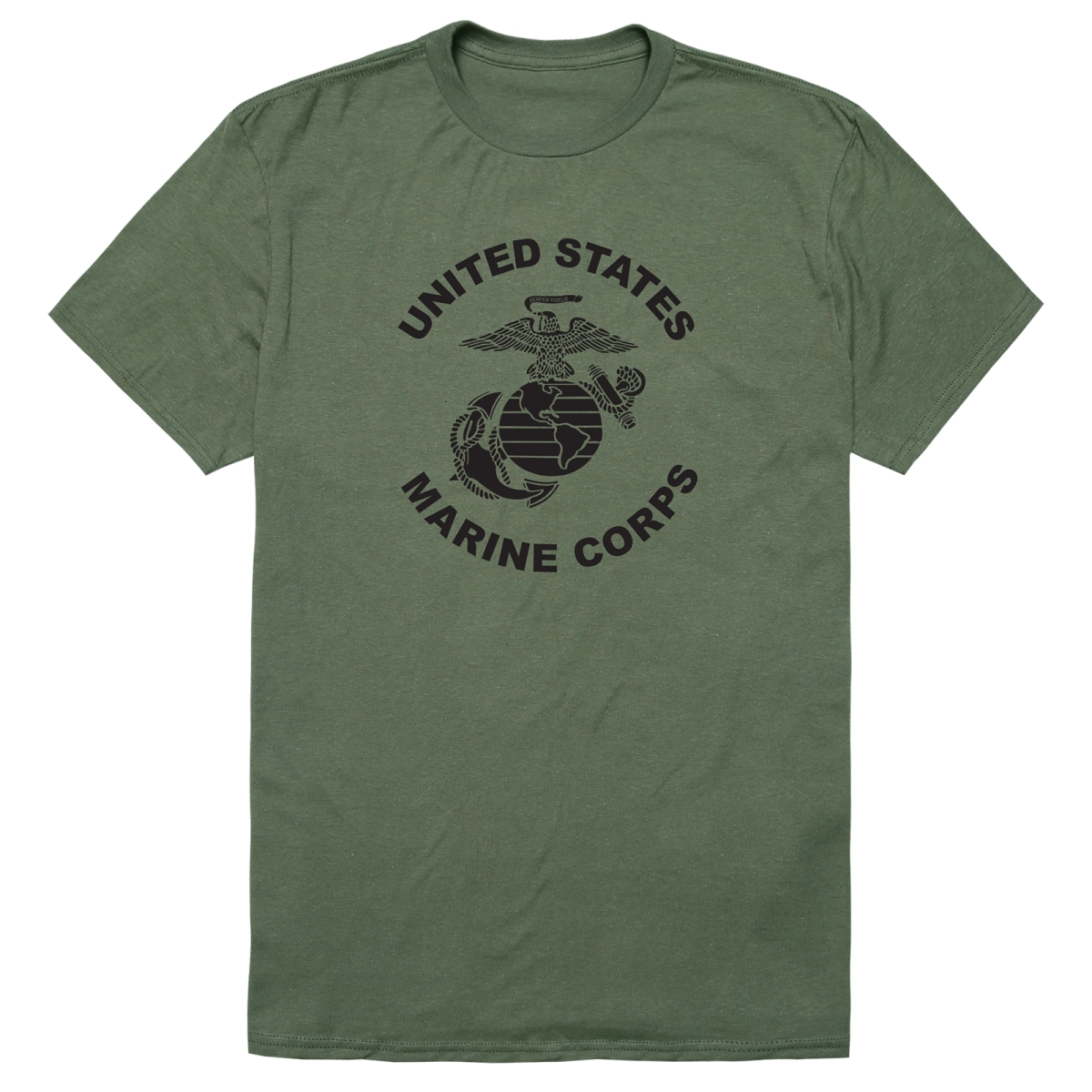 AM5-MC7-OLV-02 Basic Military US Marines 7 Short Sleeve T-Shirt, Olive - Medium