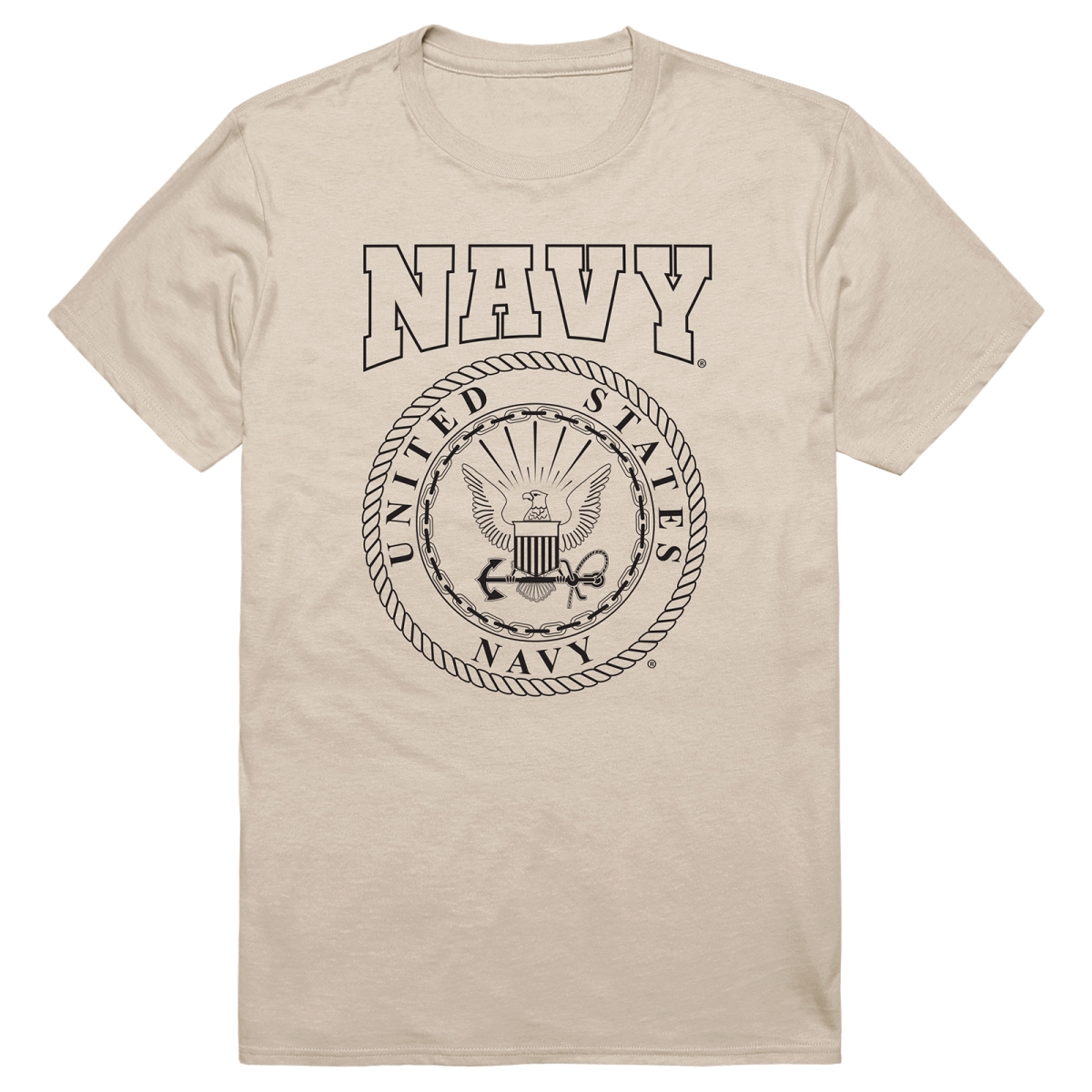 AM5-NA9-SND-02 Basic Military US Navy 9 Short Sleeve T-Shirt, Sand - Medium