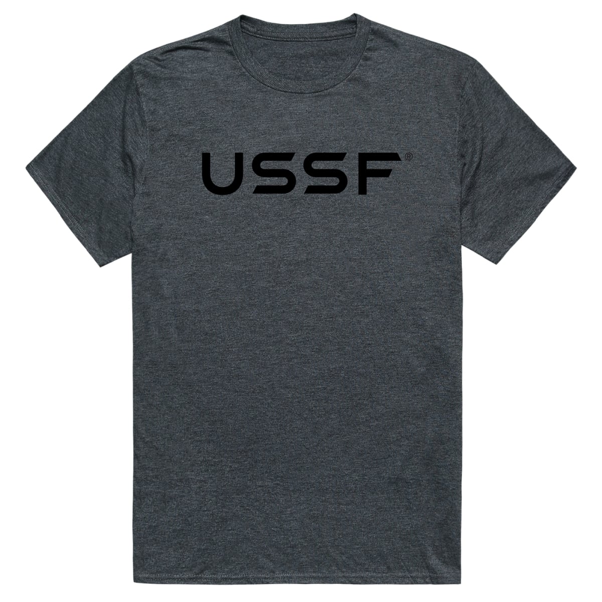 AM5-SF5-HCH-03 Basic Military US Space Force 5 Short Sleeve T-Shirt, Heather Charcoal - Large