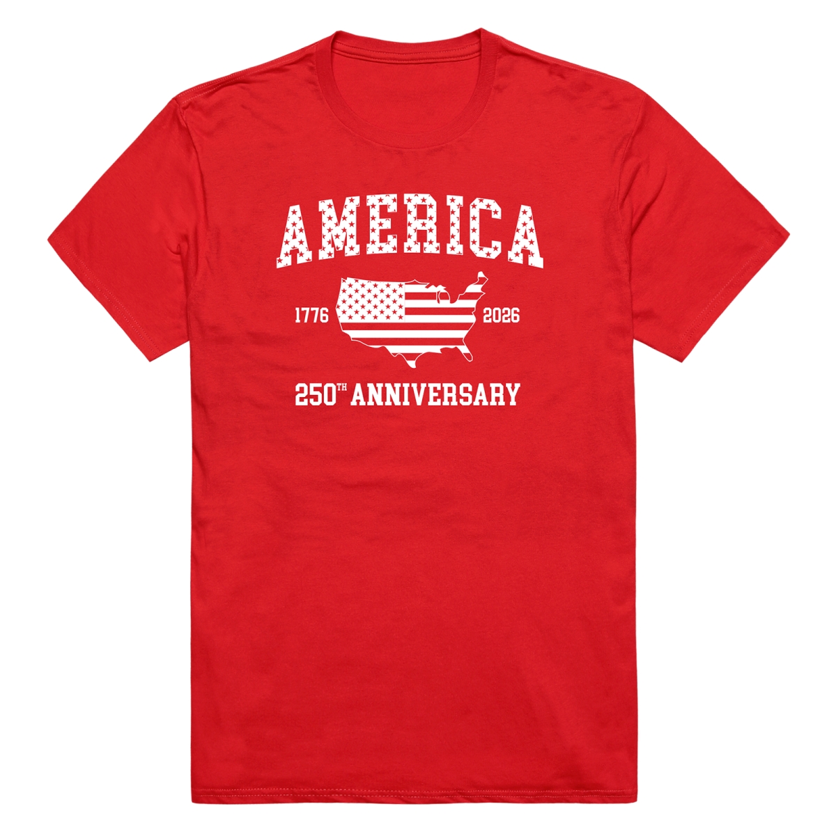 AN3-237-RED-02 America 250th Anniversary Short Sleeve T-Shirt, Red - Medium