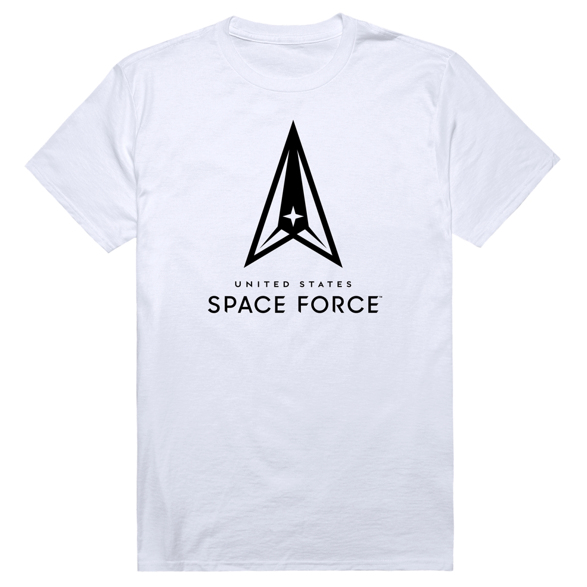 AM5-SF3-WHT-03 Basic Military US Space Force 3 Short Sleeve T-Shirt, White - Large