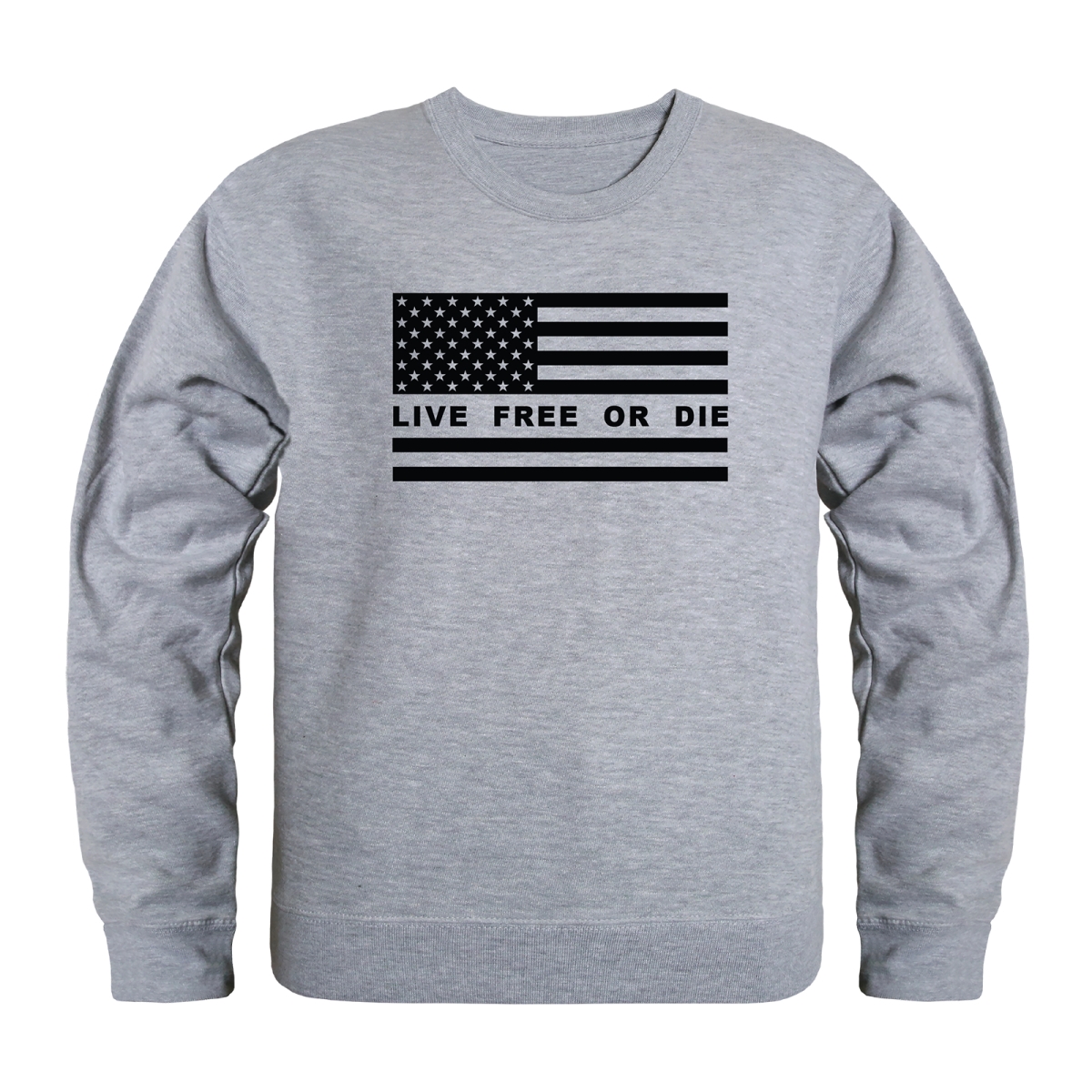 AN5-257-HGY-04 America Anniversary Live Free or Die Crewneck Long Sleeve T-Shirt, Heather Gray - Extra Large