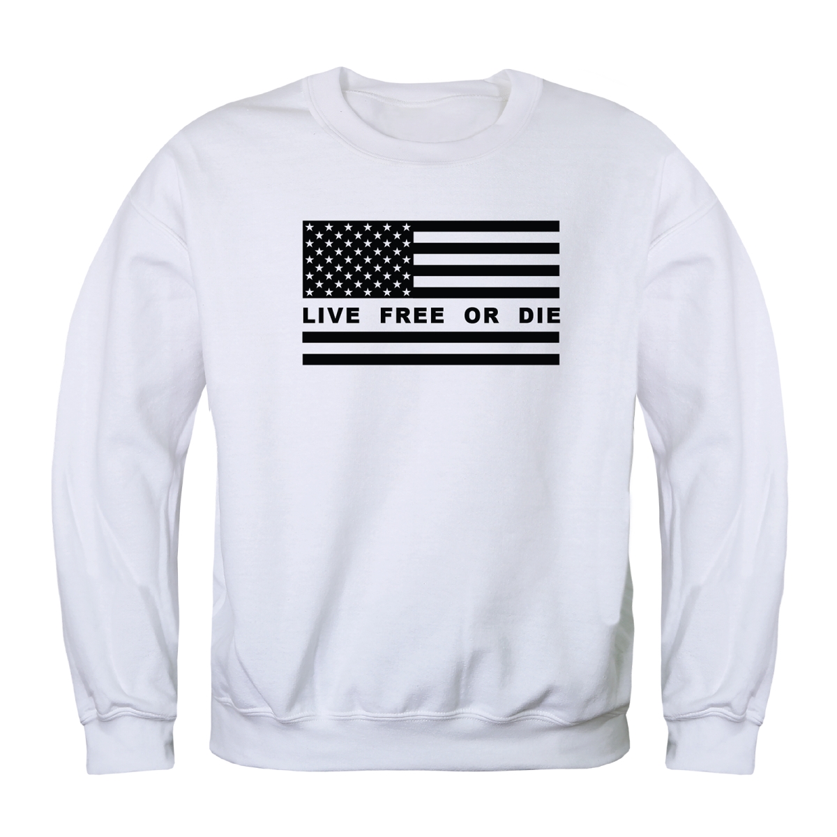 AN5-257-WHT-01 America Anniversary Live Free or Die Crewneck Long Sleeve T-Shirt, White - Small