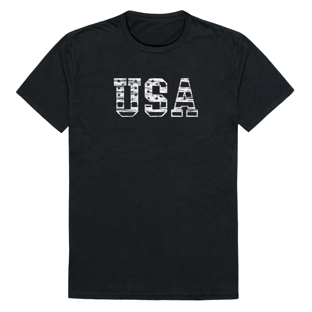 RS6-US3-BLK-04 Distressed USA 3 Short Sleeve T-Shirt, Black - Extra Large