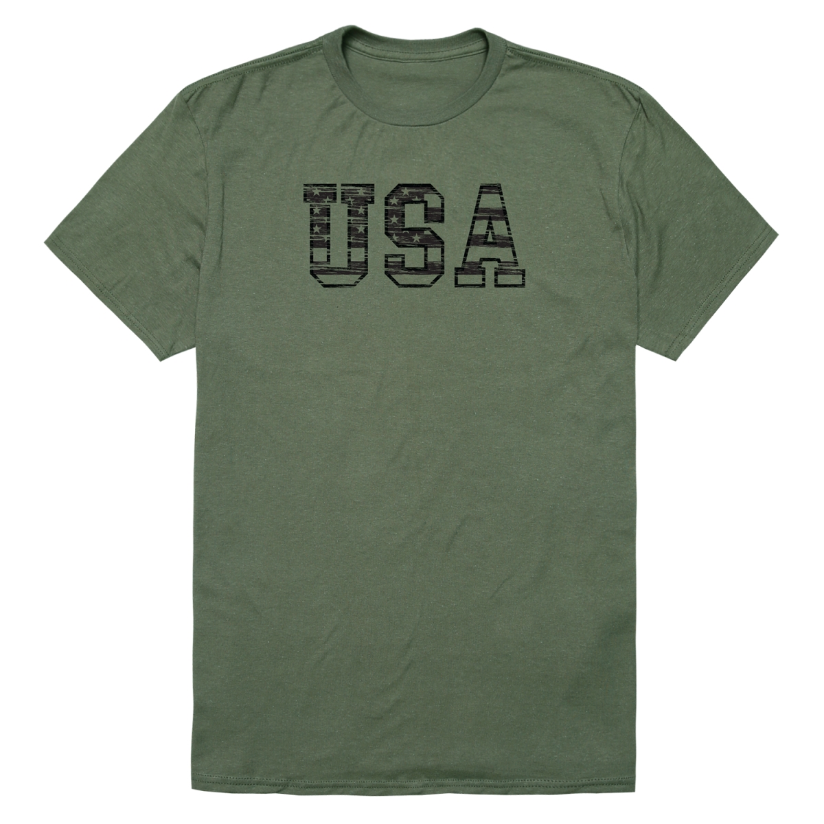 RS6-US3-OLV-02 Distressed USA 3 Short Sleeve T-Shirt, Olive - Medium