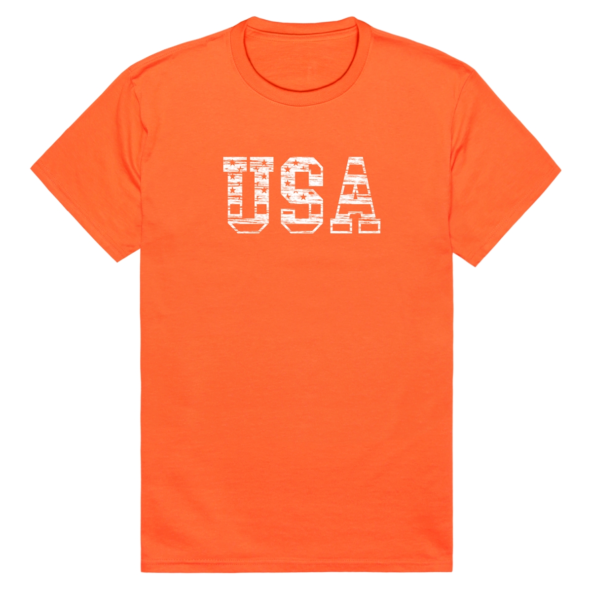 RS6-US3-ORN-02 Distressed USA 3 Short Sleeve T-Shirt, Orange - Medium