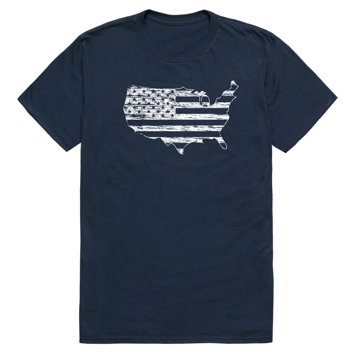 RS8-MAP-NVY-03 Distressed Map Short Sleeve T-Shirt, Navy - Large