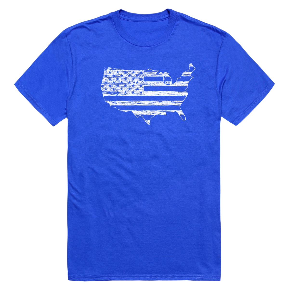 RS8-MAP-RYL-02 Distressed Map Short Sleeve T-Shirt, Royal Blue - Medium