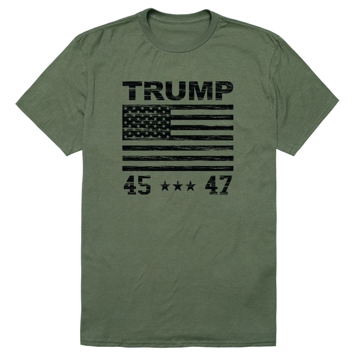 RS9-TR3-OLV-02 Distressed Campaign Trump 3 Short Sleeve T-Shirt, Olive - Medium