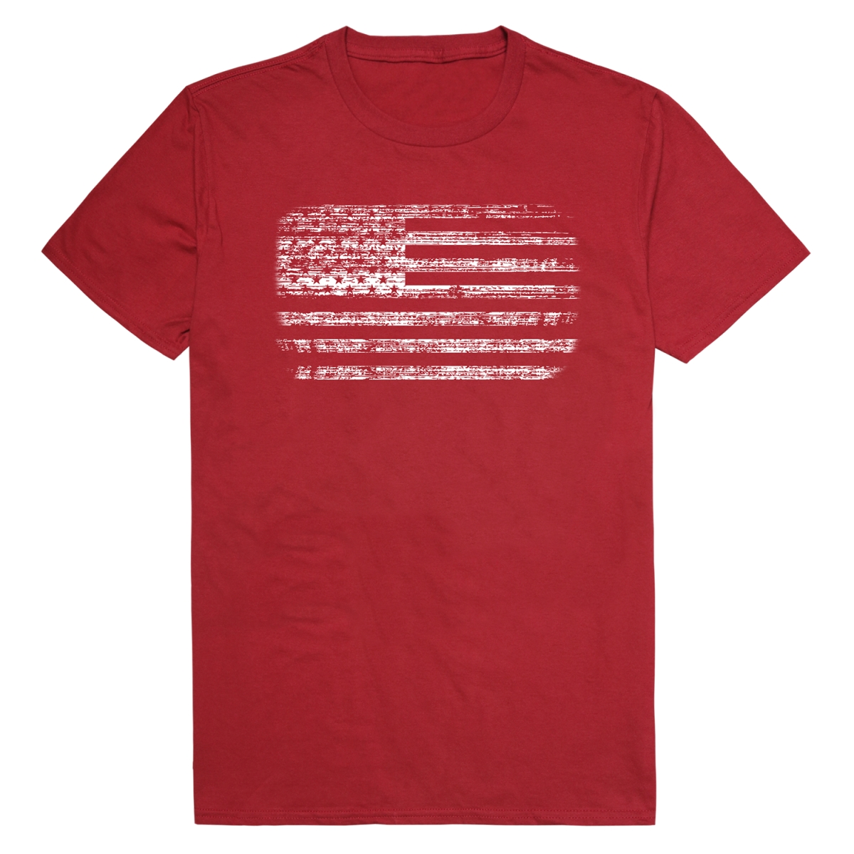 RS6-USA-CAR-03 Distressed American Flag Short Sleeve T-Shirt, Cardinal - Large
