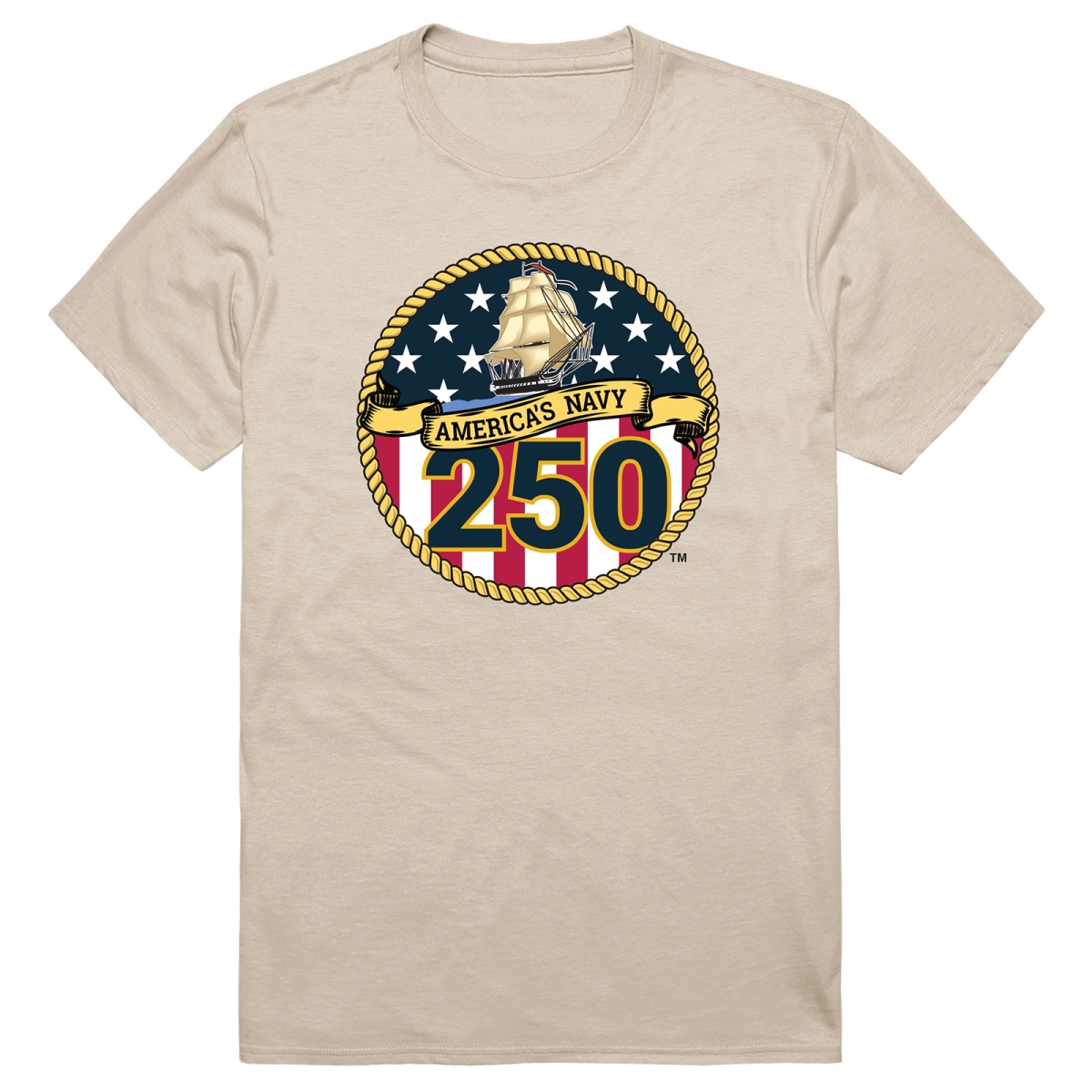 AN1-NA1-SND-02 Anniversary US Navy 1 Short Sleeve T-Shirt, Sand - Medium