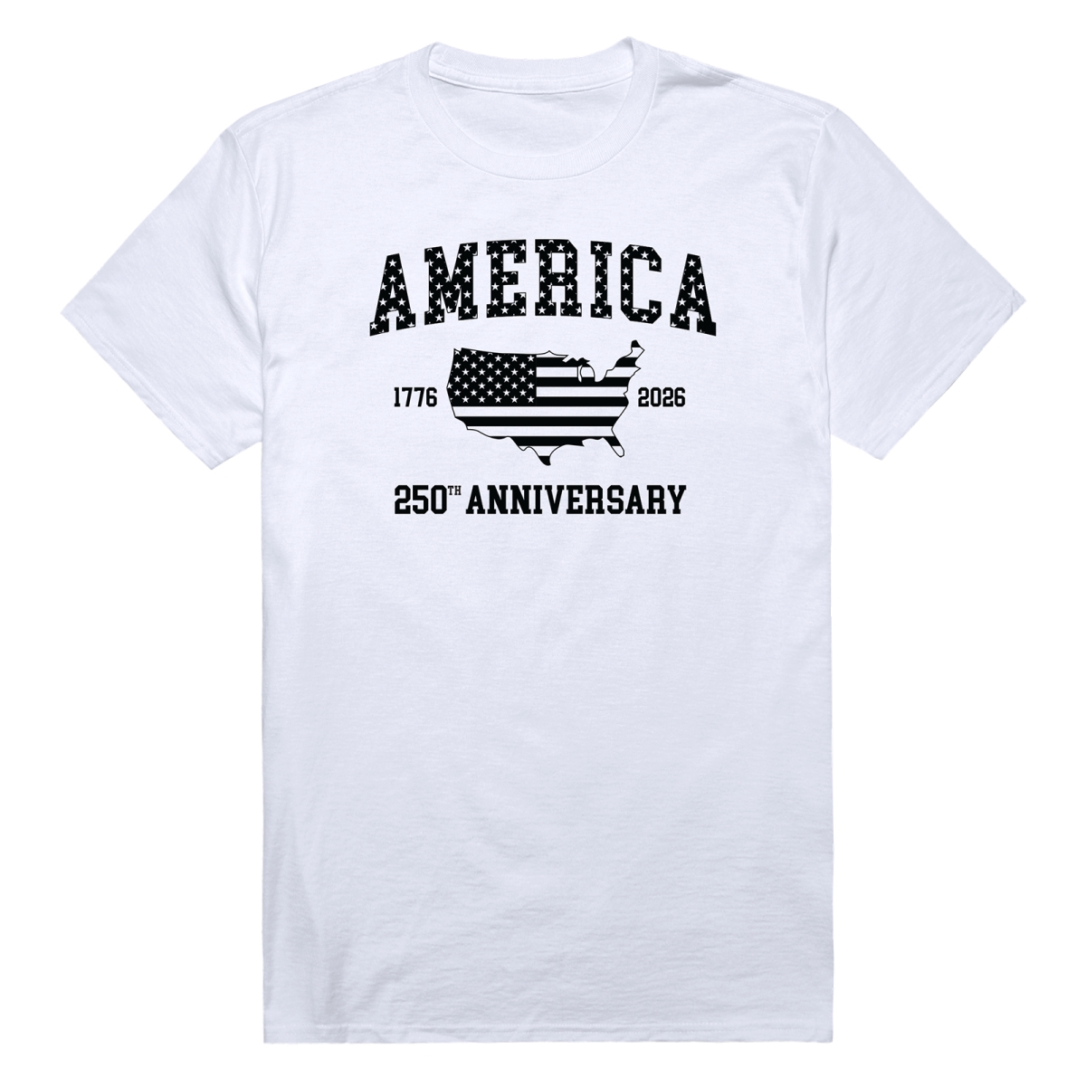AN3-237-WHT-01 America 250th Anniversary Short Sleeve T-Shirt, White - Small