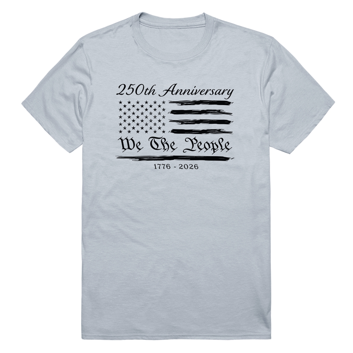 AN3-241-SIL-02 America 250th Anniversary Flag Short Sleeve T-Shirt, Silver - Medium