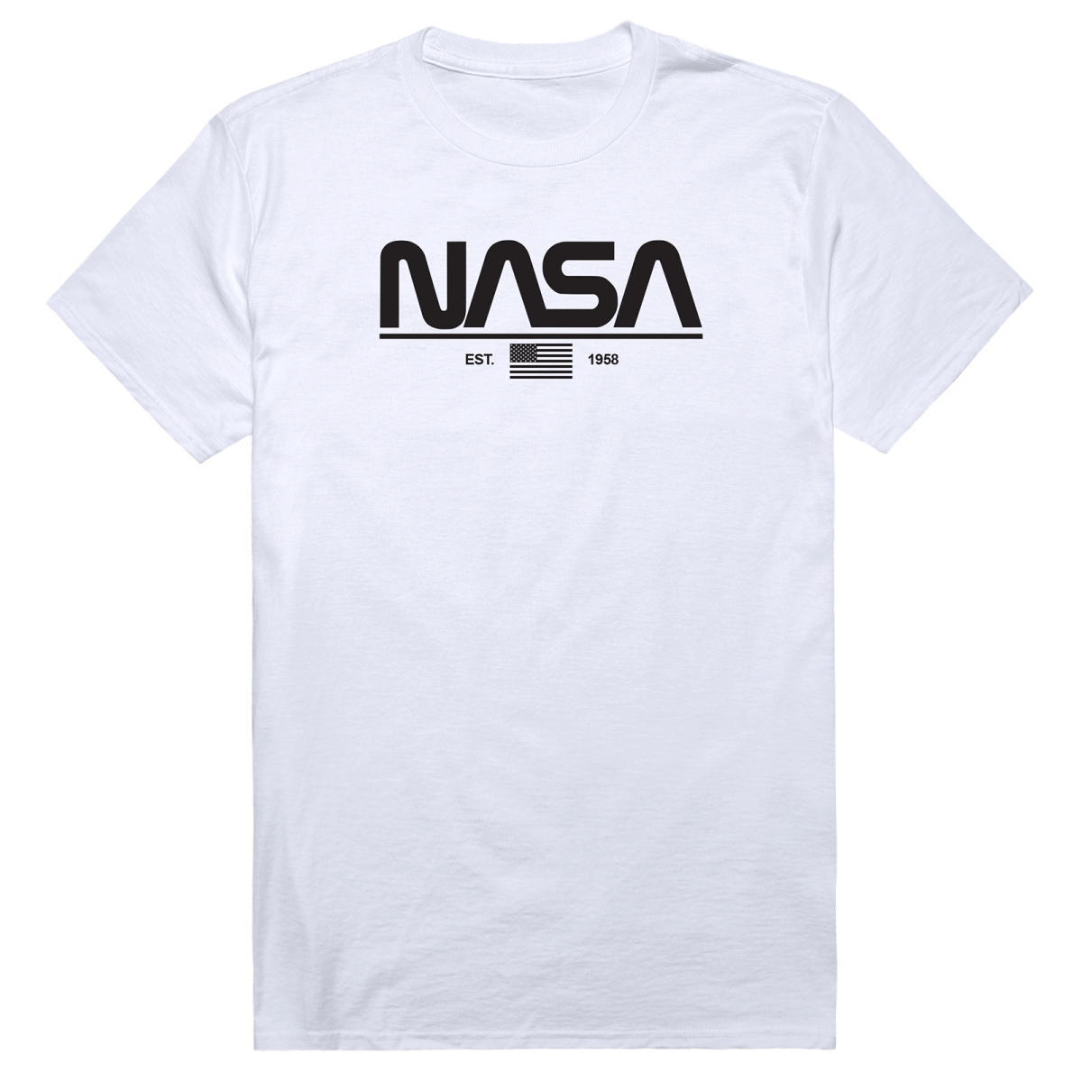 AM5-NS5-WHT-01 Basic Military NASA 5 Short Sleeve T-Shirt, White - Small