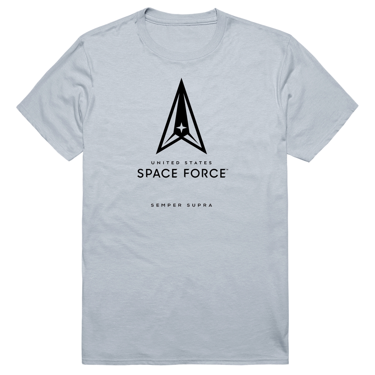 AM5-SF7-SIL-02 Basic Military Space Force 7 Short Sleeve T-Shirt, Silver - Medium