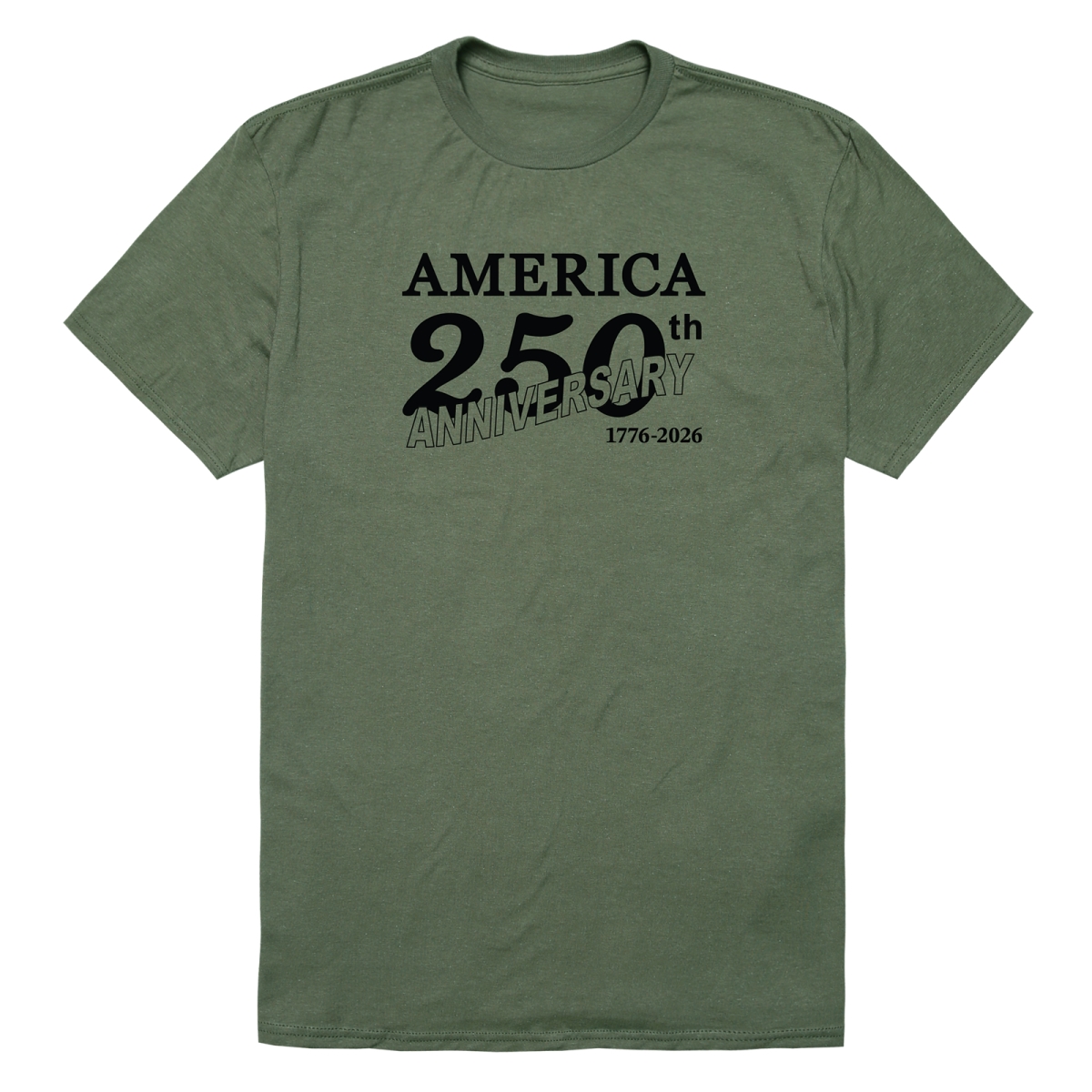 AN3-240-OLV-02 America Anniversary Short Sleeve T-Shirt, Olive - Medium
