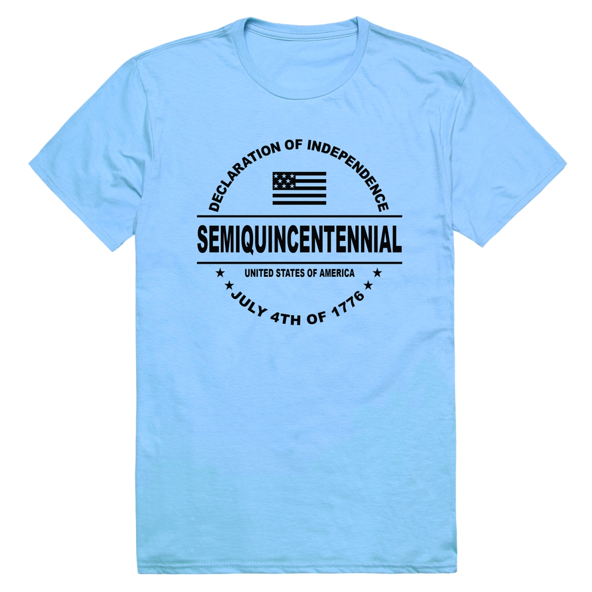 AN3-249-SKY-04 America Anniversary Declaration Short Sleeve T-Shirt, Sky Blue - Extra Large