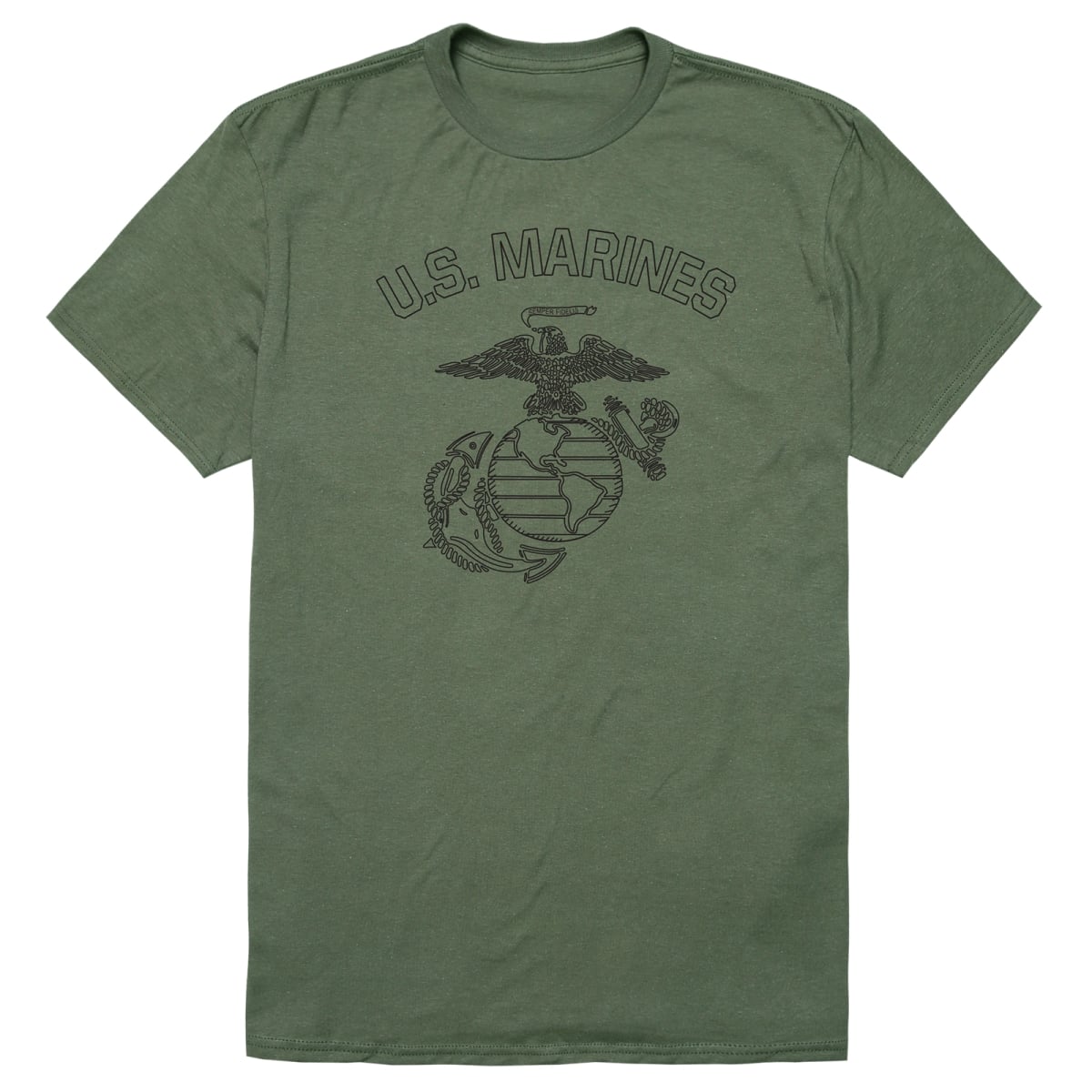 AM5-MC3-OLV-01 Basic Military US Marines 3 Short Sleeve T-Shirt, Olive - Small
