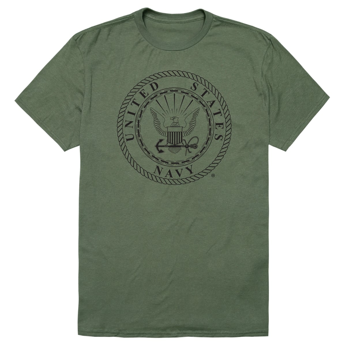 AM5-NA8-OLV-03 Basic Military US Navy 8 Short Sleeve T-Shirt, Olive - Large