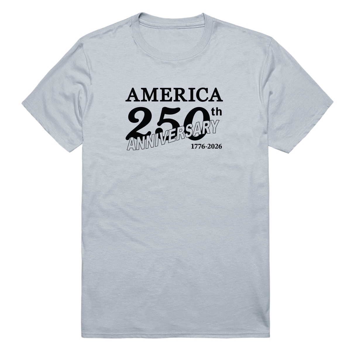 AN3-240-SIL-04 America Anniversary Short Sleeve T-Shirt, Silver - Extra Large