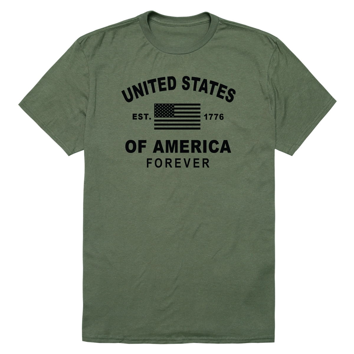 AN3-258-OLV-02 America Forever Anniversary Short Sleeve T-Shirt, Olive - Medium