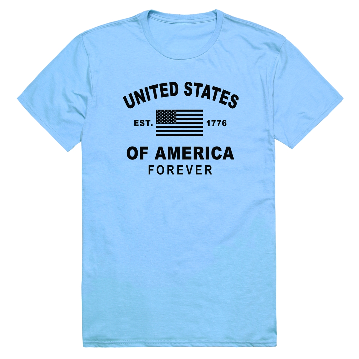 AN3-258-SKY-02 America Forever Anniversary Short Sleeve T-Shirt, Sky Blue - Medium