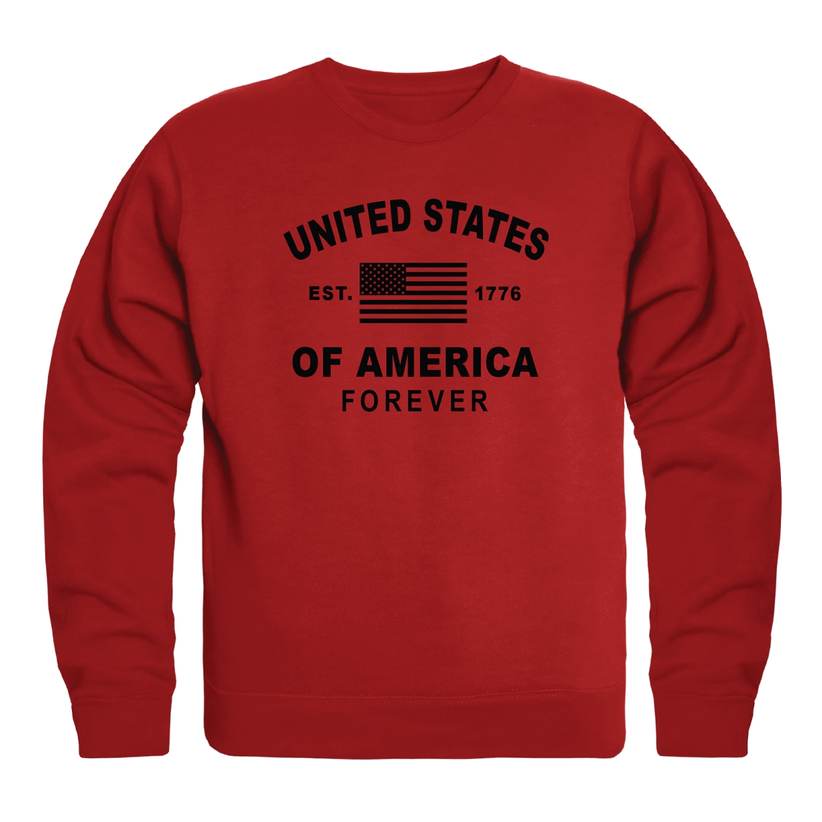 AN5-258-RD2-01 America Forever Anniversary Crewneck Long Sleeve T-Shirt, Red - Small