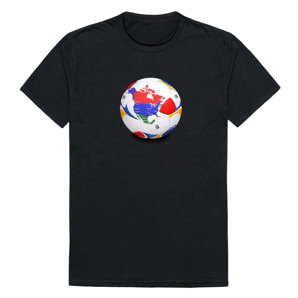 MD1-SB1-BLK-02 Soccer Ball Short Sleeve T-Shirt, Black - Medium