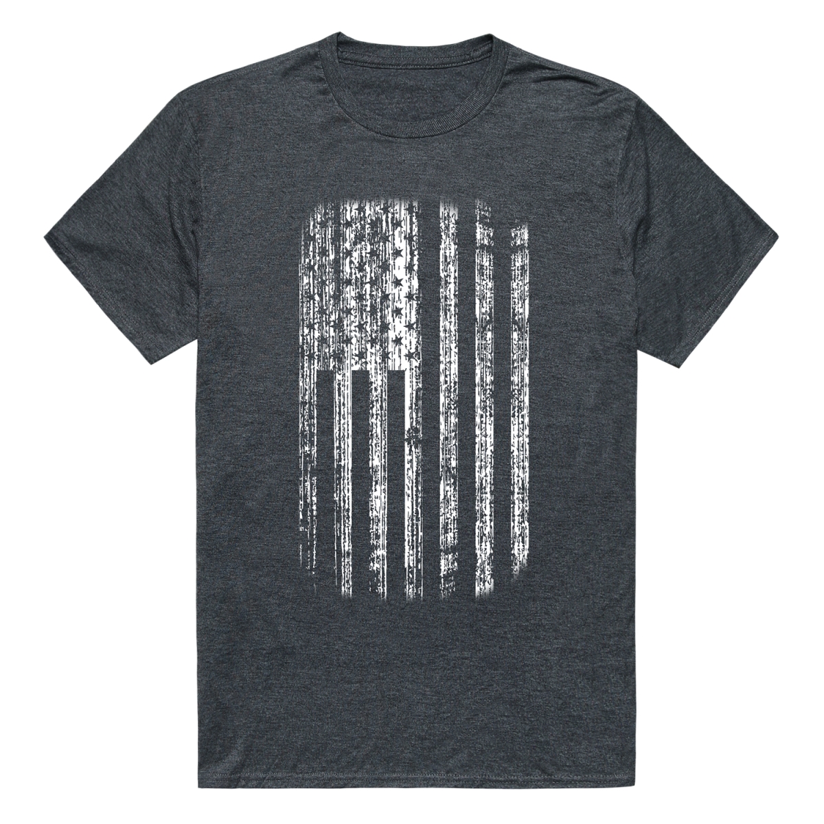 RS6-USA-HC2-04 Distressed American Flag Short Sleeve T-Shirt, Heather Charcoal - Extra Large