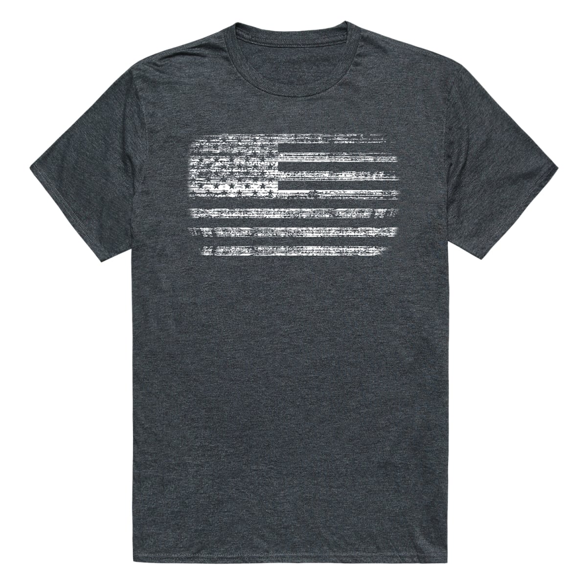 RS6-USA-HCH-03 Distressed American Flag Short Sleeve T-Shirt, Heather Charcoal - Large