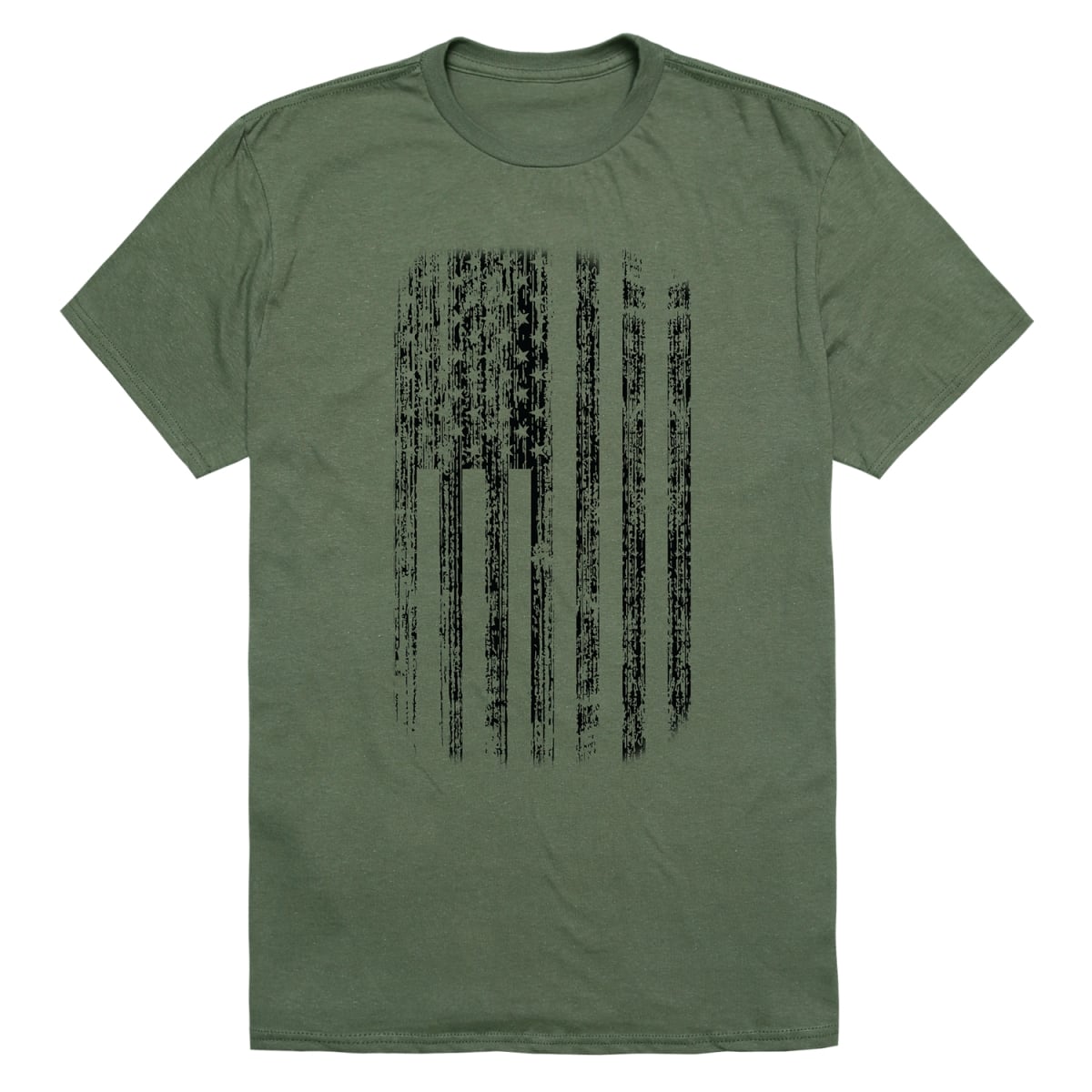 RS6-USA-OL2-02 Distressed American Flag Short Sleeve T-Shirt, Olive - Medium