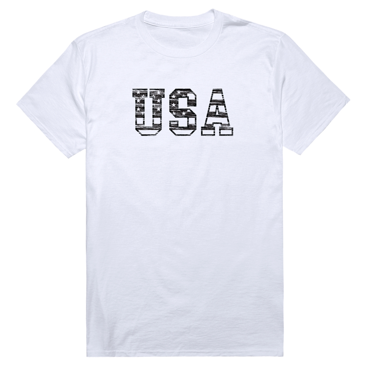 RT2-A04-WHT-02 Essential Graphic USA Stars & Strip Short Sleeve T-Shirt, White - Medium